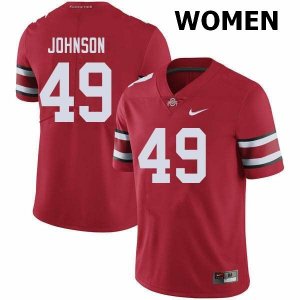 Women's Ohio State Buckeyes #49 Xavier Johnson Red Nike NCAA College Football Jersey New Release VCM0044SS